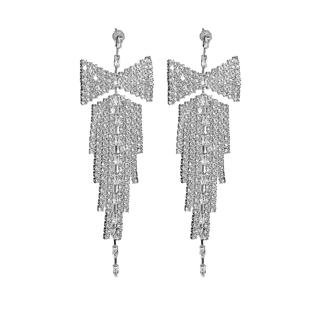 Mode, hochwertig, übertriebene Strass-Ohrhänger mit langen Zirkonfransen für Damen, funkelnde Diamant-Schmetterlingsstecker, Ohrschmuck