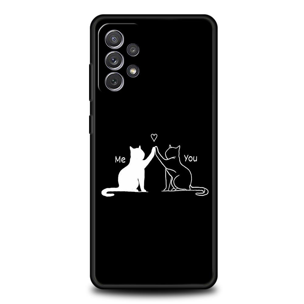

Line Black Cats Phone Case For Samsung Galaxy A17 A07 A55 A35 A25 A15 A05s A33 5G A31 A23 A21s A13 A41 A73 A53 A51 A71 A03 Cover Samsung A13