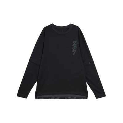 T-shirt da uomo a maniche lunghe con scollo rotondo e motivo logo alfabeto, Top neri DJ5872-010