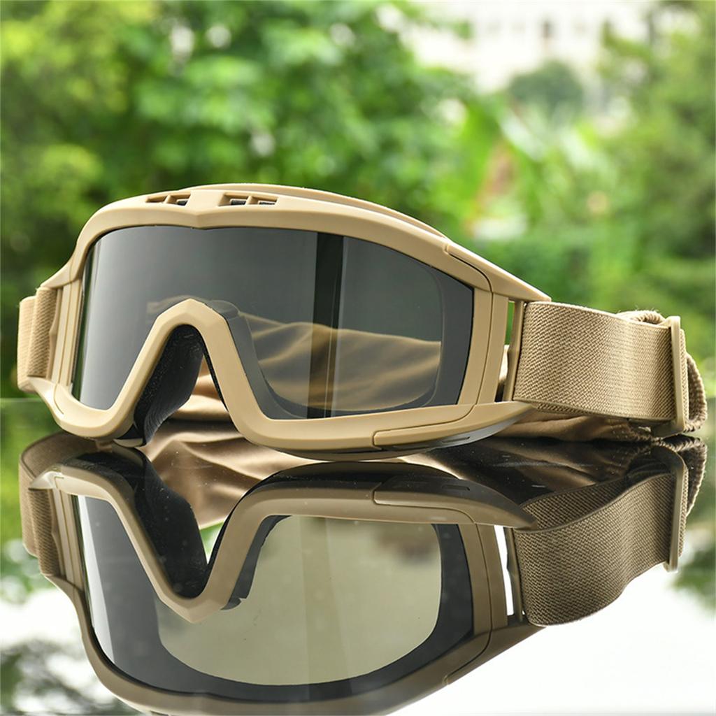 Tactical Windproof Goggles with Replaceable Lenses Adjustable Strap Protective Eyewear for Outdoor Sports Airsoft Paintball