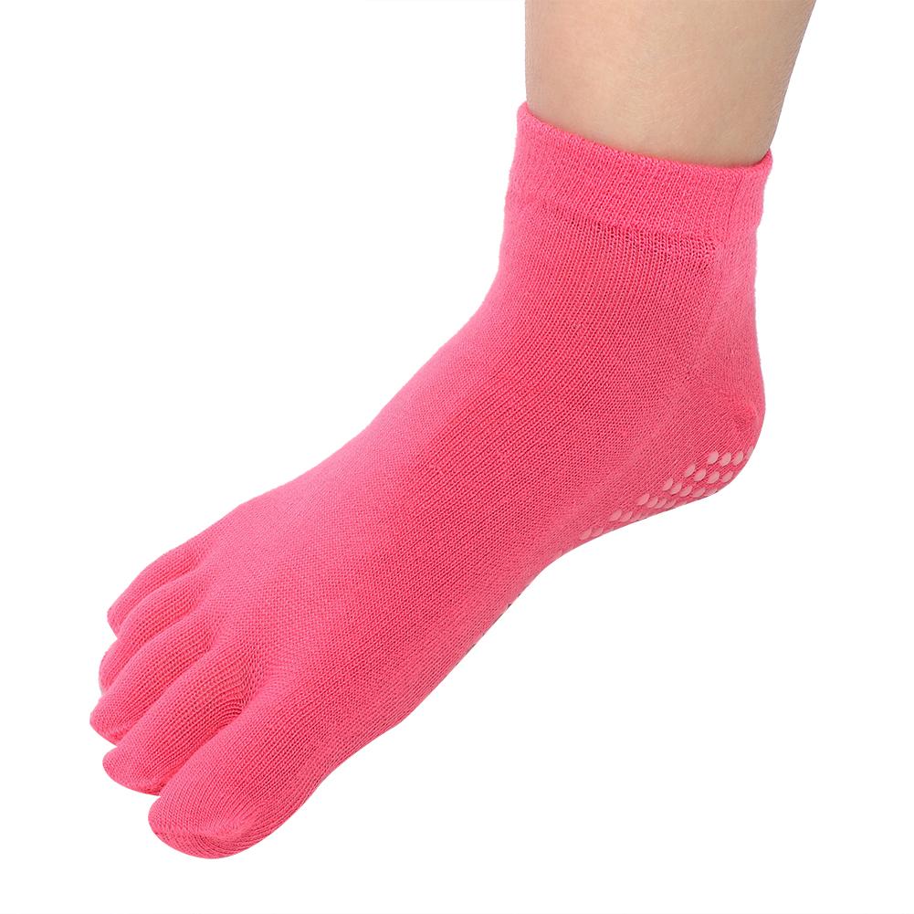 Soft Cotton Yoga Toe Socks Non Slip Breathable Pilates Socks Daily Foot Care Accessory(Rose Red )