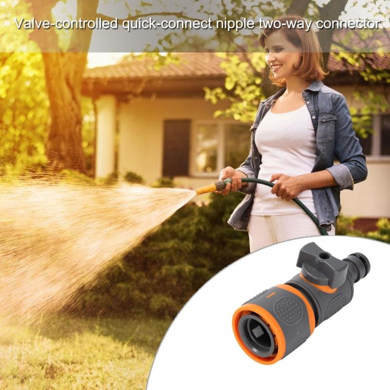 Garden Hose Pipe Tube Quick Release Valved Connector with Control Valved Extender Hose End for Horticultural Irrigation