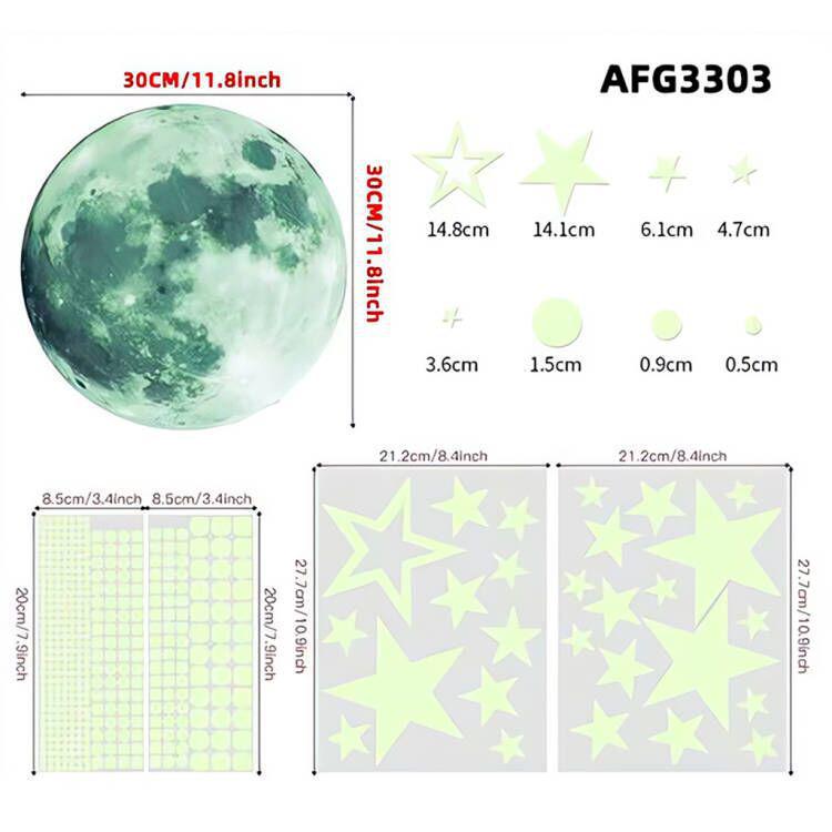 Glow-in-the-Dark Moon, Star, Cloud, Ghost & Sea Animal Wall Stickers