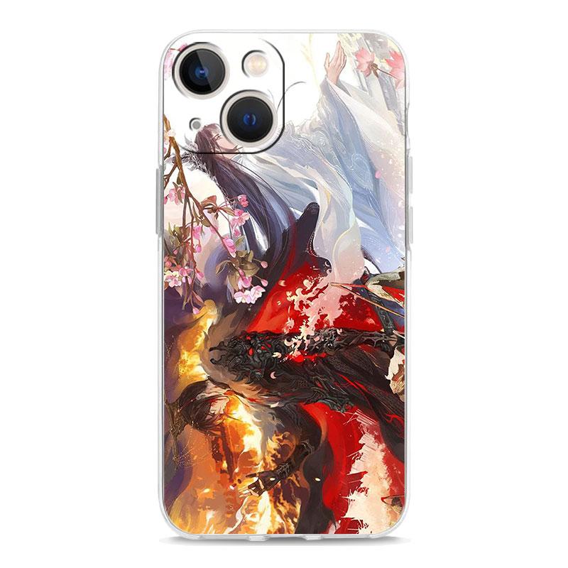 Handyhülle für iPhone 15 14 13 12 Mini 11 Pro Max XS X XR 7 8 Plus Transparente TPU-Hülle Comic Man Erha und sein weißer Katzenmeister