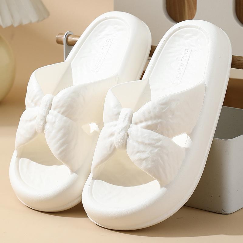 

Summer cool slippers women s bow Ev home non-slip soft bottom thickened silent cool slippers women 40-41 белый