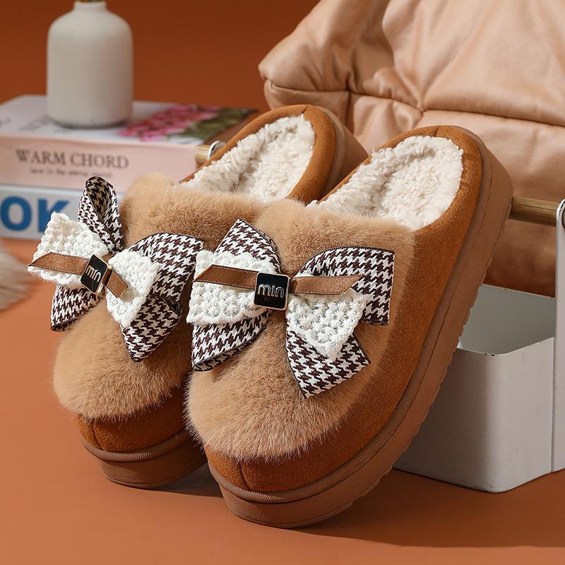 Cotton Slippers Women's Indoor Plush Winter Slippers Plush Cute Winter Warm Thick-soled Cotton Slippers