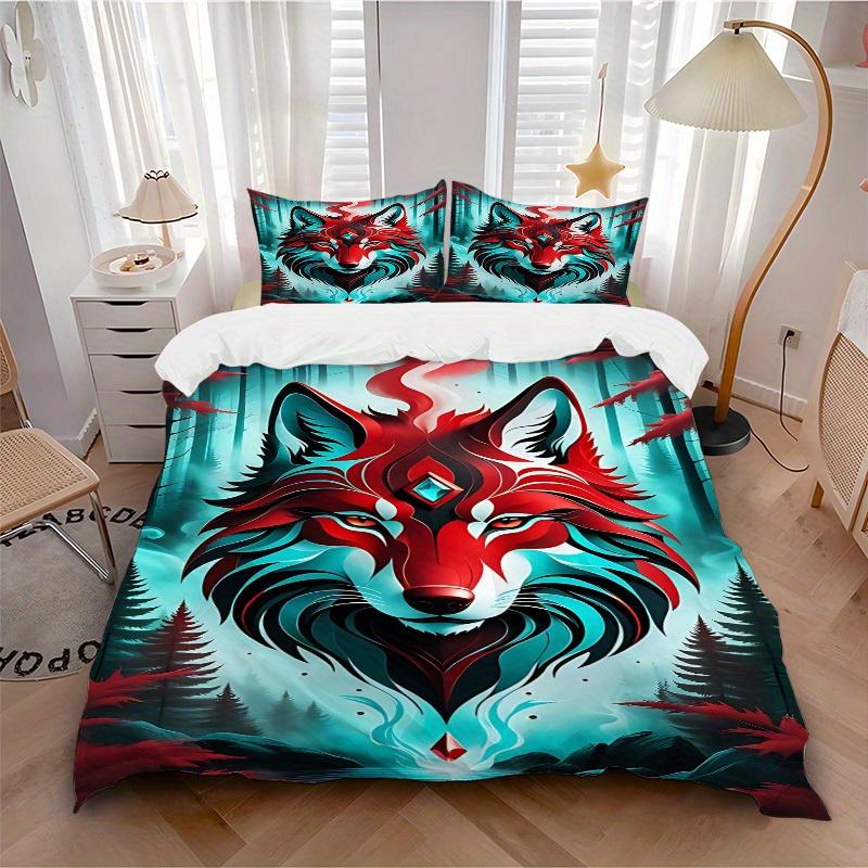 

3pcs set Wolf Spirit 1 Quilt Cover + 2 Pillowcases, All Seasons Bedroom Setting, Perfect for Home and Dorm Decor a188 135x200cm