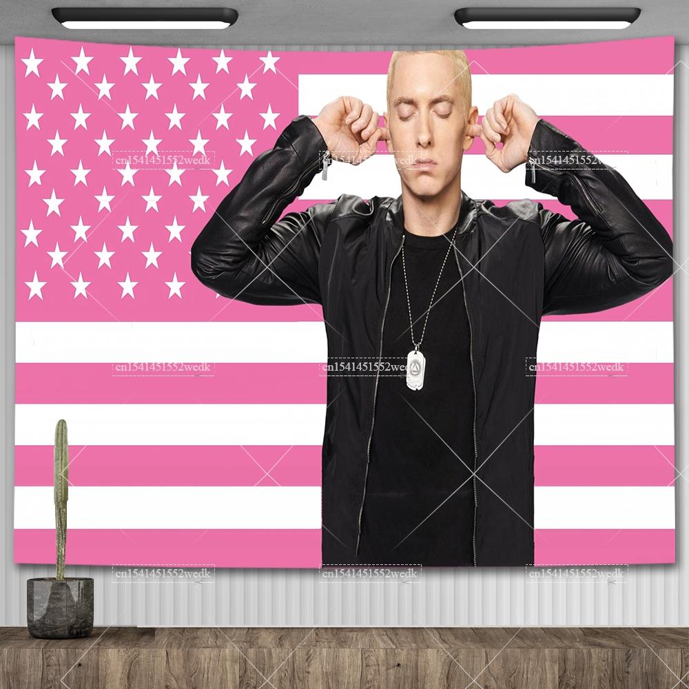 Amerikanischer Rap-Gott Hip-Hop-Musikflagge Eminem Wandteppiche Wandbehang Meme-Wandteppich Kunst Ästhetische Raumdekoration Schlafzimmer-Wandbehänge
