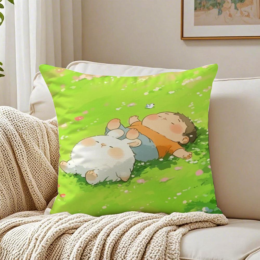 Cartoon Drawing Animal Pillow Case Organic Short Plush Cushion Covers Breathable Washable WrinkleResistant