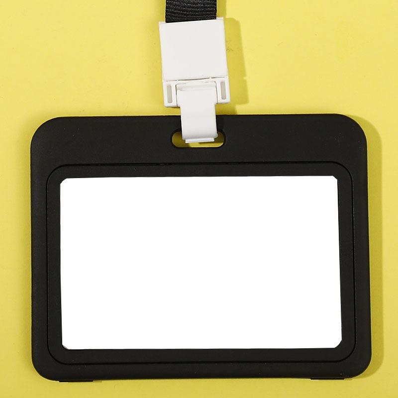 Cute Double Sided Transparent ID Card Holder Waterproof Name Badge Horizontal Id Badge Holder for Work School Clear Plastic