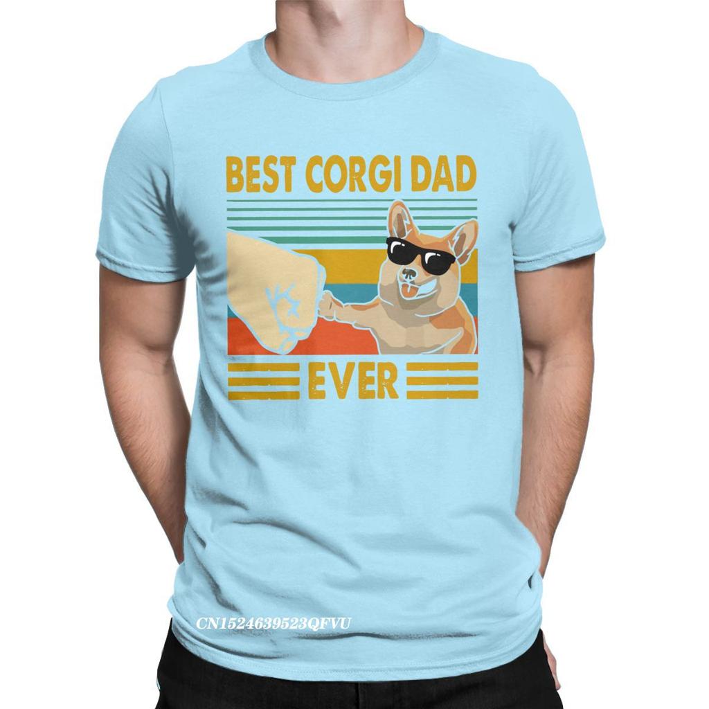 Men's T-Shirts Best Corgi Dad Ever Funny Corgi Owner Cool Cotton Tee Shirt Dog Animal Tshirt Round Collar Clothing Gift Idea