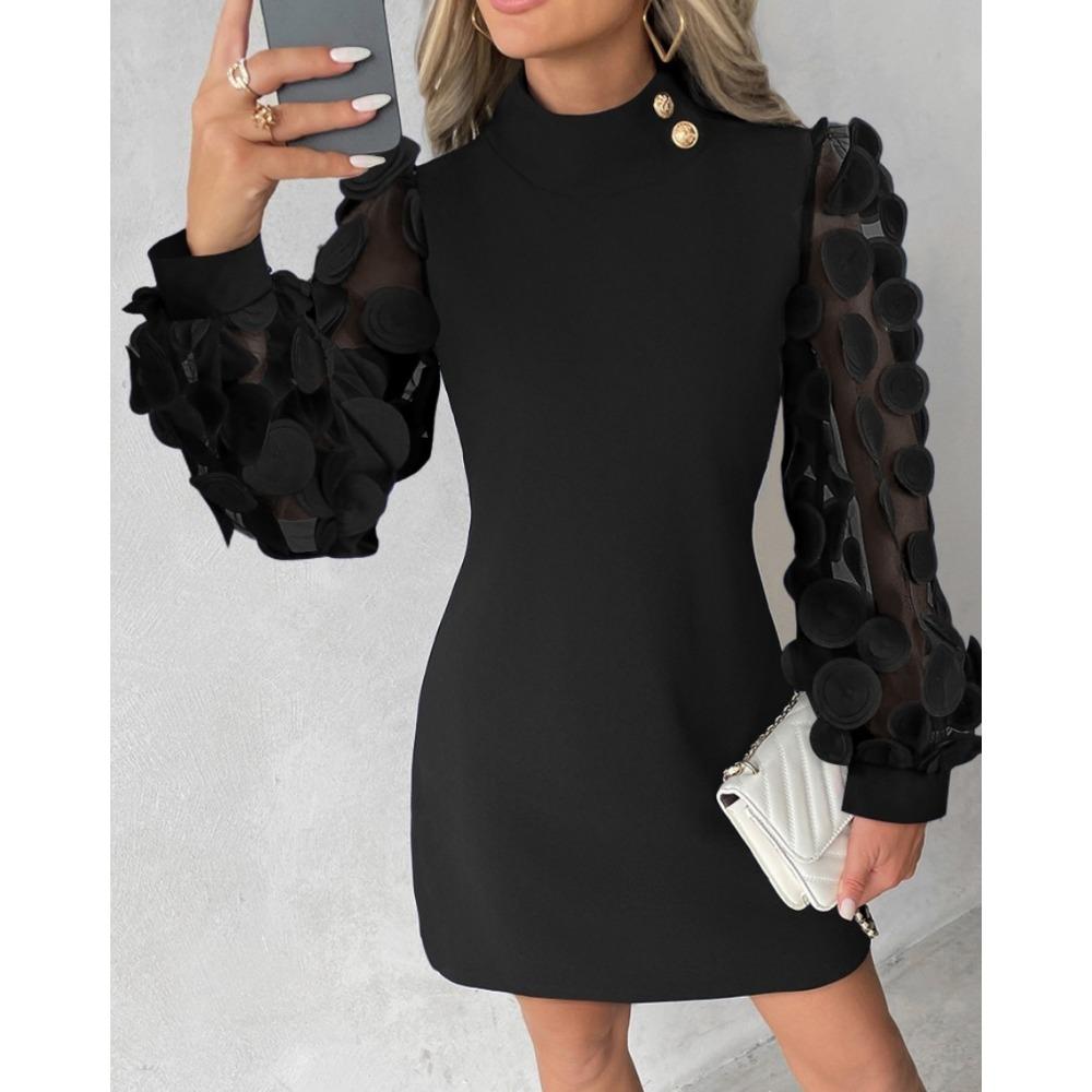 

JPNTKY Женская мода осень-зима с длинным рукавом и круглым вырезом повседневные платья M