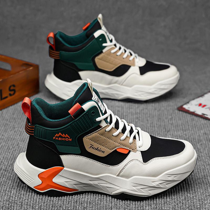 Ins Dad Shoes Student Campus Running Men's Shoes Autumn and Winter Korean Version of Trendy Youth High-top Casual Sports Shoes