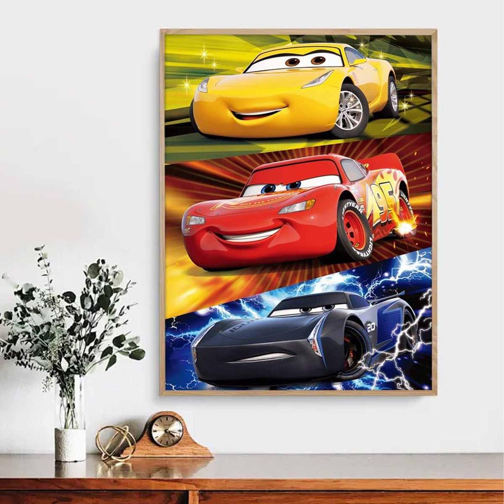 DIY Diamond Painting Three Racing Cars Cross Stitch Kit Mosaic Art Diamond Painting Full Circle Diamond Home Decoration