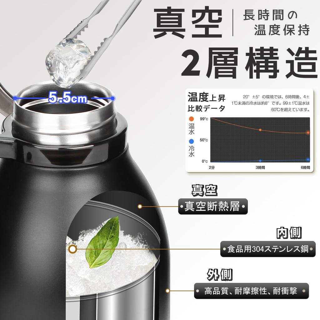 TYESO Stainless Steel Water Sports Direct Easy to with Large with Carry Handle Bottle, Bottle, 1.5L, Drinking, Insulated, Clean, Straw, Capacity,