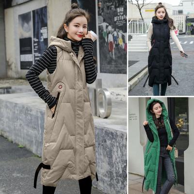 Winterweste für Damen, verdickt, gepolstert, Reißverschluss, Kapuze, Gürteldekor, ärmellos, einfarbig, winddicht, wärmespeichernd, Daunenmantel für den Außenbereich
