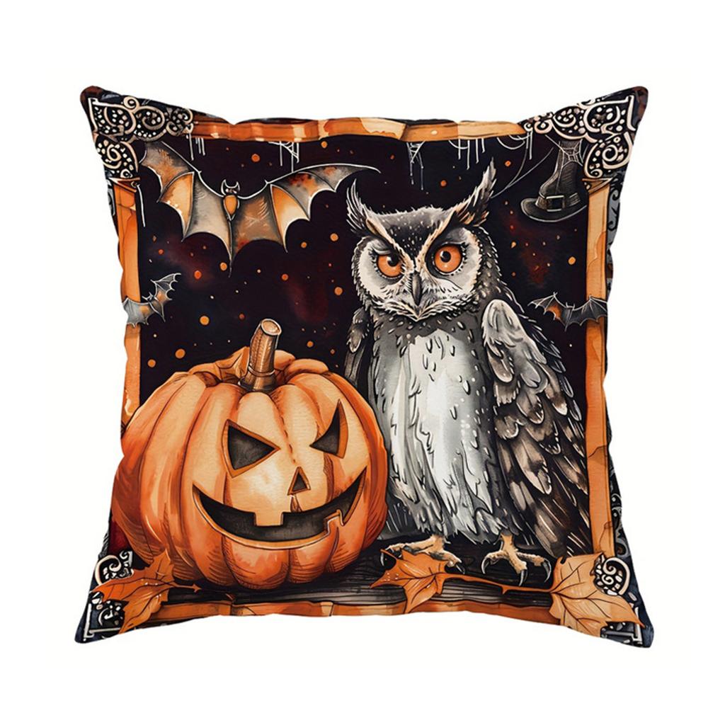 1Pc Halloween Holiday Pillow Cover 18X18 Inch Polyester Print Retro Style Holiday Decoration Home Sofa Cushion Cover