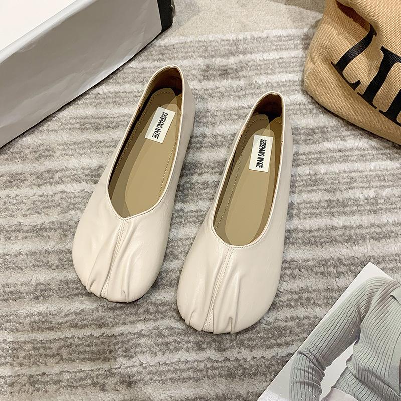 

Туфли бабушкины женские на плоской подошве новая корейская версия универсальные туфли для беременных нескользящая мягкая подошва одинарные туфли четыре сезона туфли Doudou тренд 40 бежевый