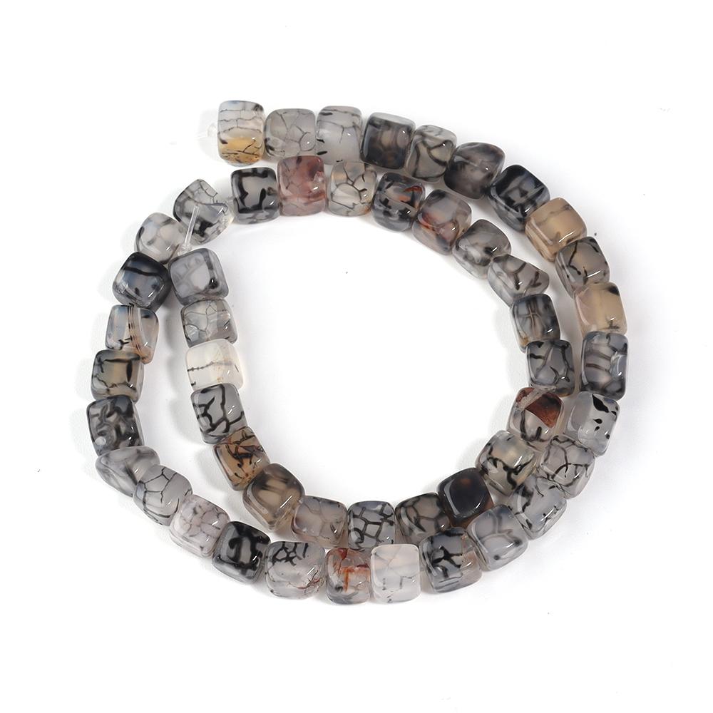Natural Stone Square Beads 8mm Striped Agate Tube Stone Loose Spacer Beads For Jewelry Making Accessories DIY Bracelet Keychain