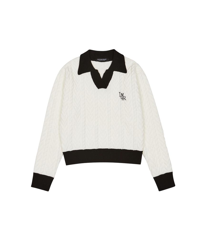 LUVISTRUE Ch Logo Collar Knit(White)