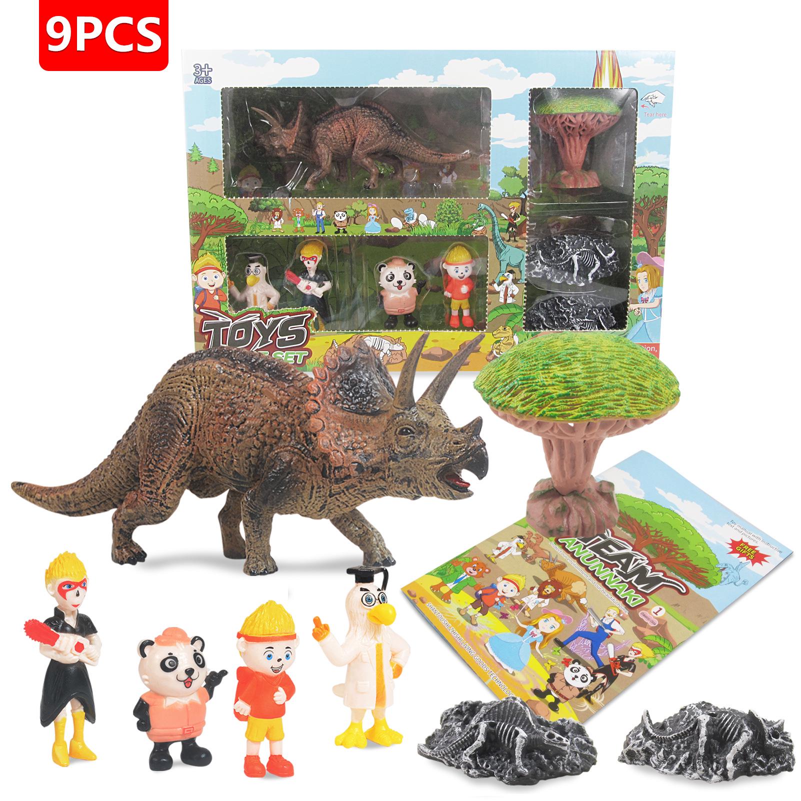 

Triceratops Dinosaur Toy Set: 9PCS Animal Model Minifigures for Kids