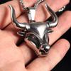 New European and American Stainless Steel Fashion Mens Bull Horn Pendant Animal Necklace