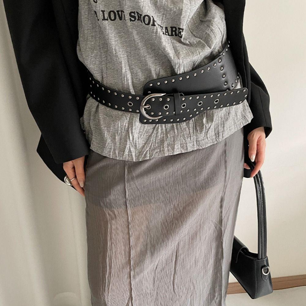 Pu Leather Extra Wide Belt Harajuku Waist Strap Fashion Waist Belts For Women