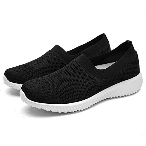 [todaysunny] Women's Slip-On Nurse Shoes, Casual Shoes, Ultra Lightweight, Breathable Walking Shoes, Plus Sizes, Black_2, Size 23.5cm