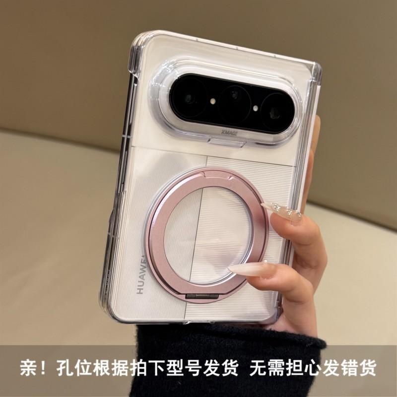 Foldable Phone Case With 360 Rotating Stand Mate X7 Find N6 Puraxmax Compatible Transparent Dual-Hinge Design