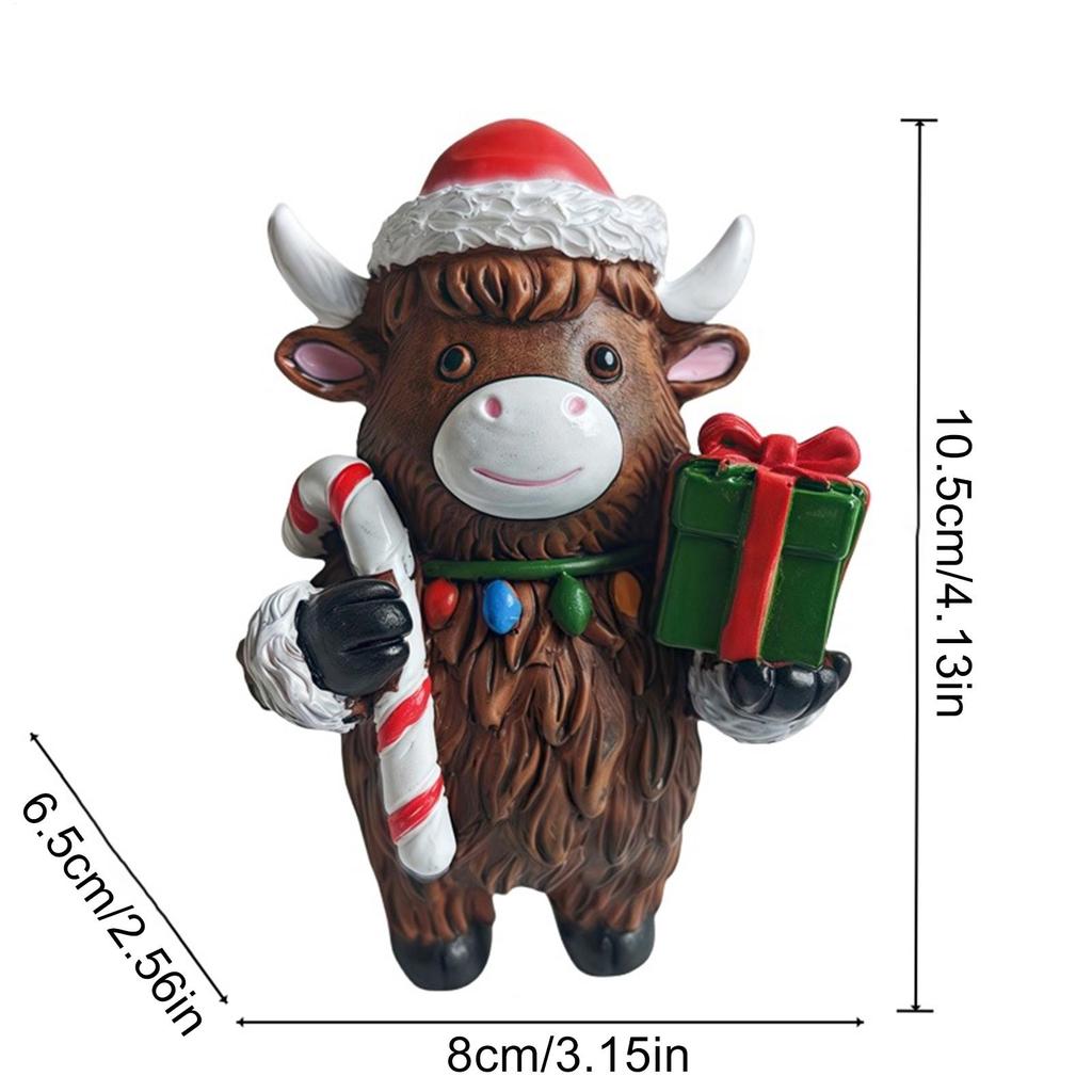 Highland Cow Figurine Christmas Highland Cow Figure Rustic Cute Ornament For Dorm Farmhouse Bathroom Classroom Kitchen Nursery
