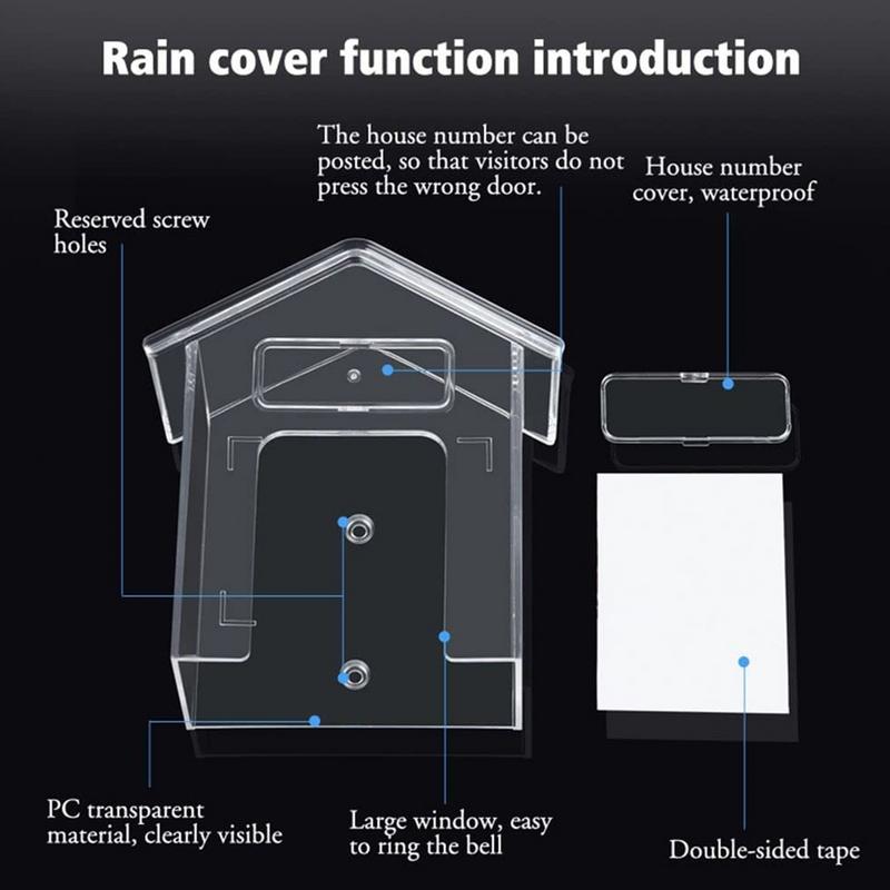 Smart Home Wireless Doorbell Rain Cover Waterproof Cover Doorbell Ring Chime Button Transparent Home Waterproof Shells
