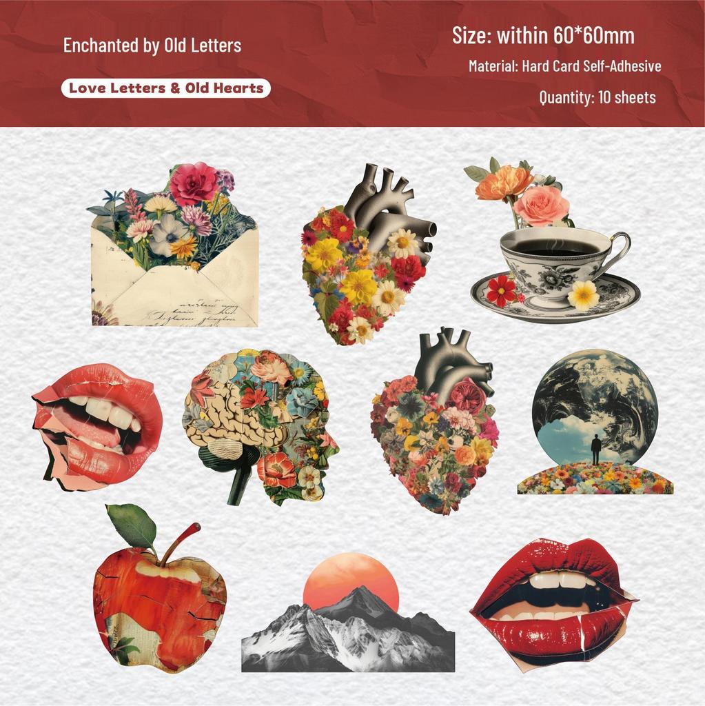 Retro Dream Collage Stickers: Poetry Series for DIY Journal Decoration - 6 Styles
