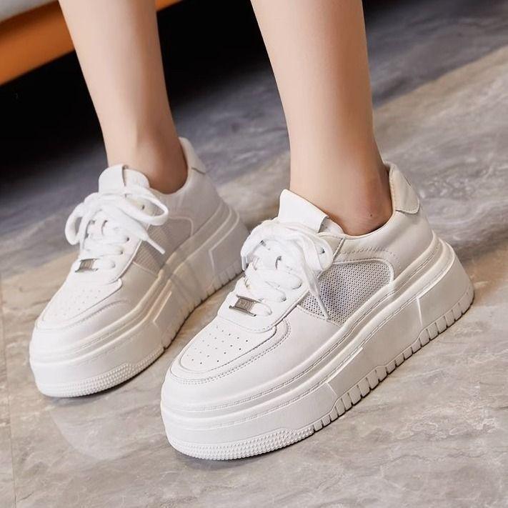 Thick-soled Little White Women's Shoes Women's Shoes Mesh Heightening Shoes Versatile Sports Board Shoes Casual