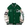 Amerikanischer Herbst und Winter Paare Baseball-Uniform Herren PU-Leder-Patchwork Lässige Herrenjacke Trendige Marke