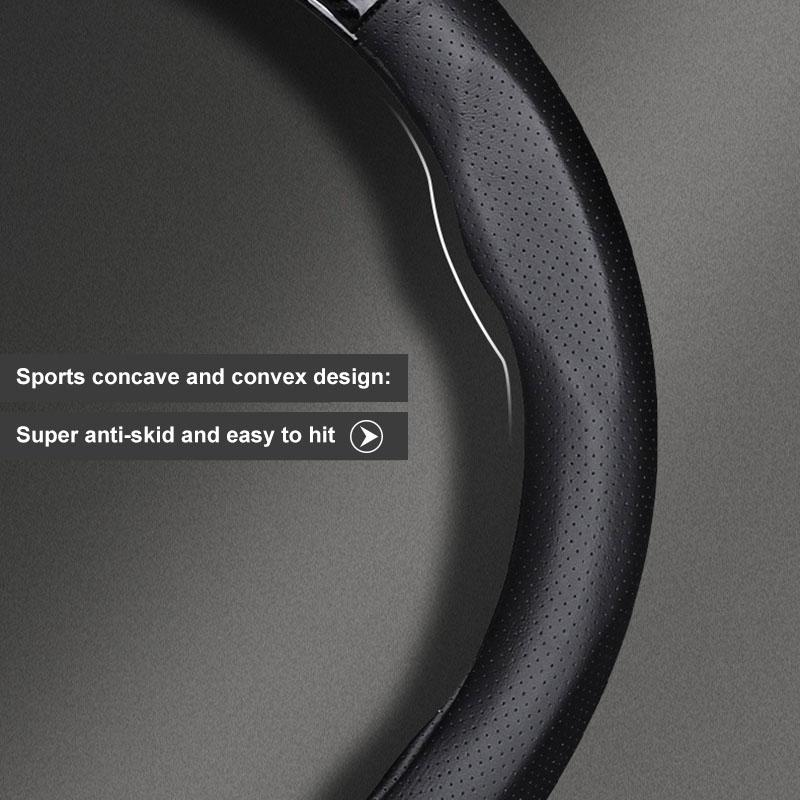 Leather Carbon Fiber Car Steering Wheel Cover Emblem Car Accessories for Suzuki Jimny Swift V Strom 650 Ignis Alto DZire Swace Across Kizashi