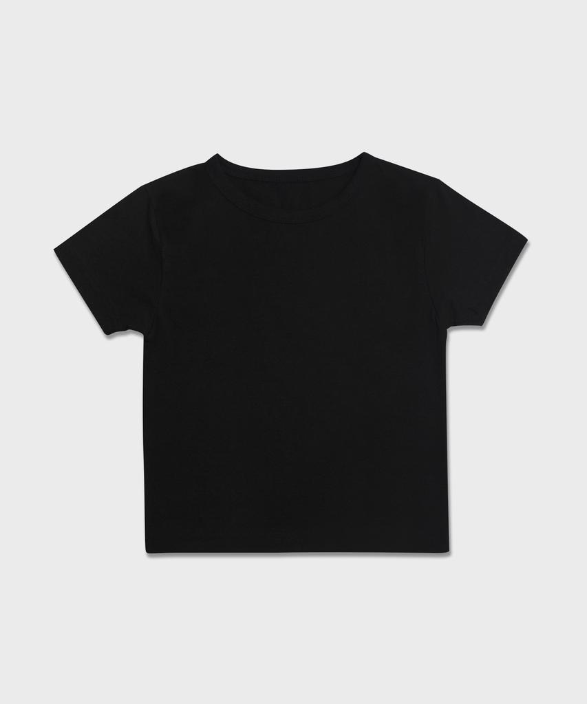 5OML Slim Crop Back Ribbon T-Shirt (Black)