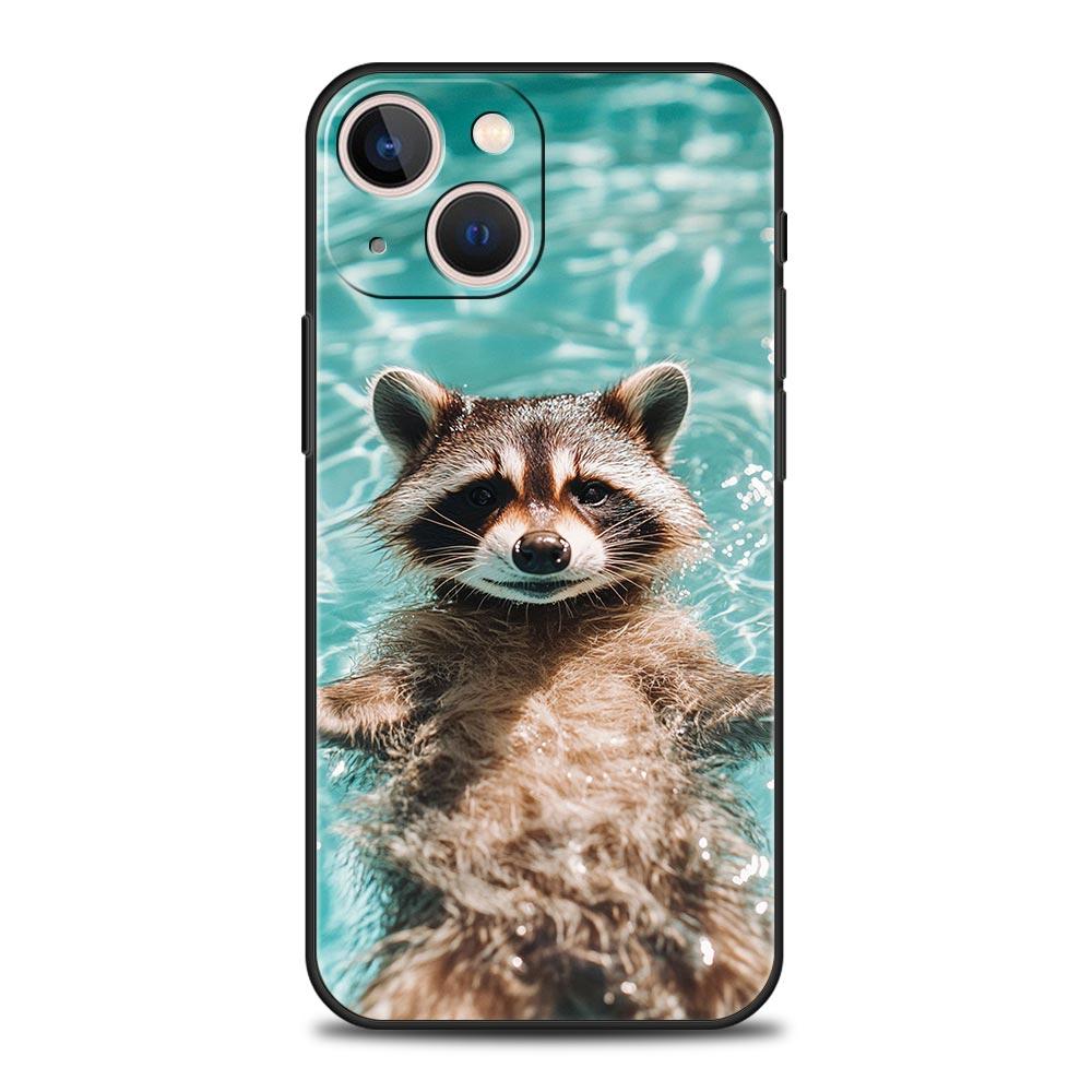 

Phone Case For iPhone 17 16e 15 14 13 12 11 Pro Max SE 7 8 Plus Shell iPhone 16 Soft TPU Cover Raccoon iPhone 15