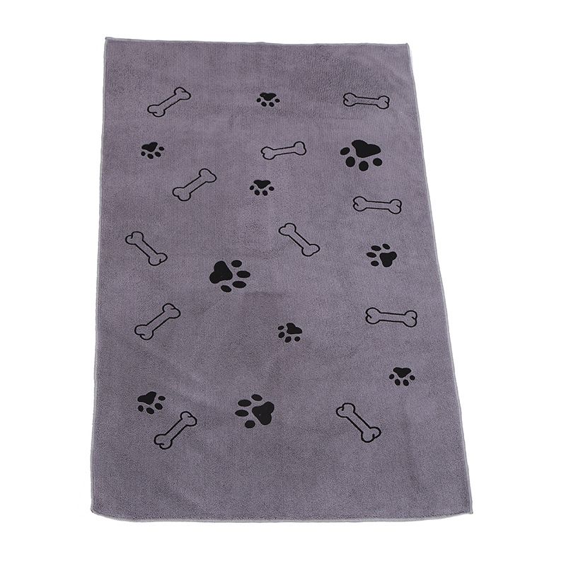 

Water-Absorbing Quick-Drying Large Pet Towel Thickened Cartoon Print Dog Cat Shower Bath Towel Pet Supplies Grey 60x100cm