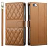 For iPhone 16e Case Rhombus Stitching Wallet Stand Leather Phone Cover with Long/Short Strap