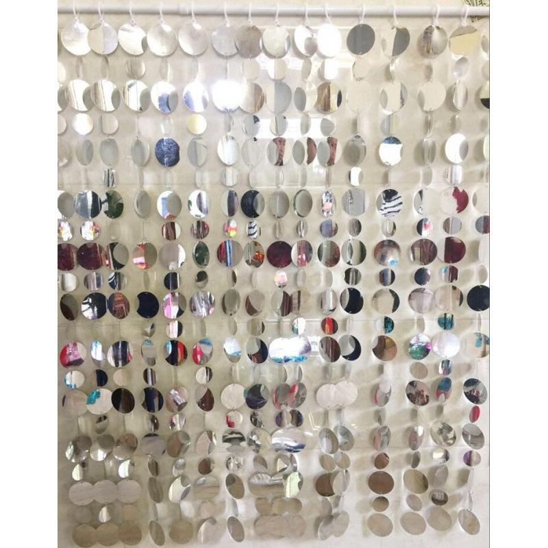 High-Gloss Gold & Silver Sequin String Decorative Curtain - Reflective Hanging for Weddings, Doors, Partitions, and Stages.