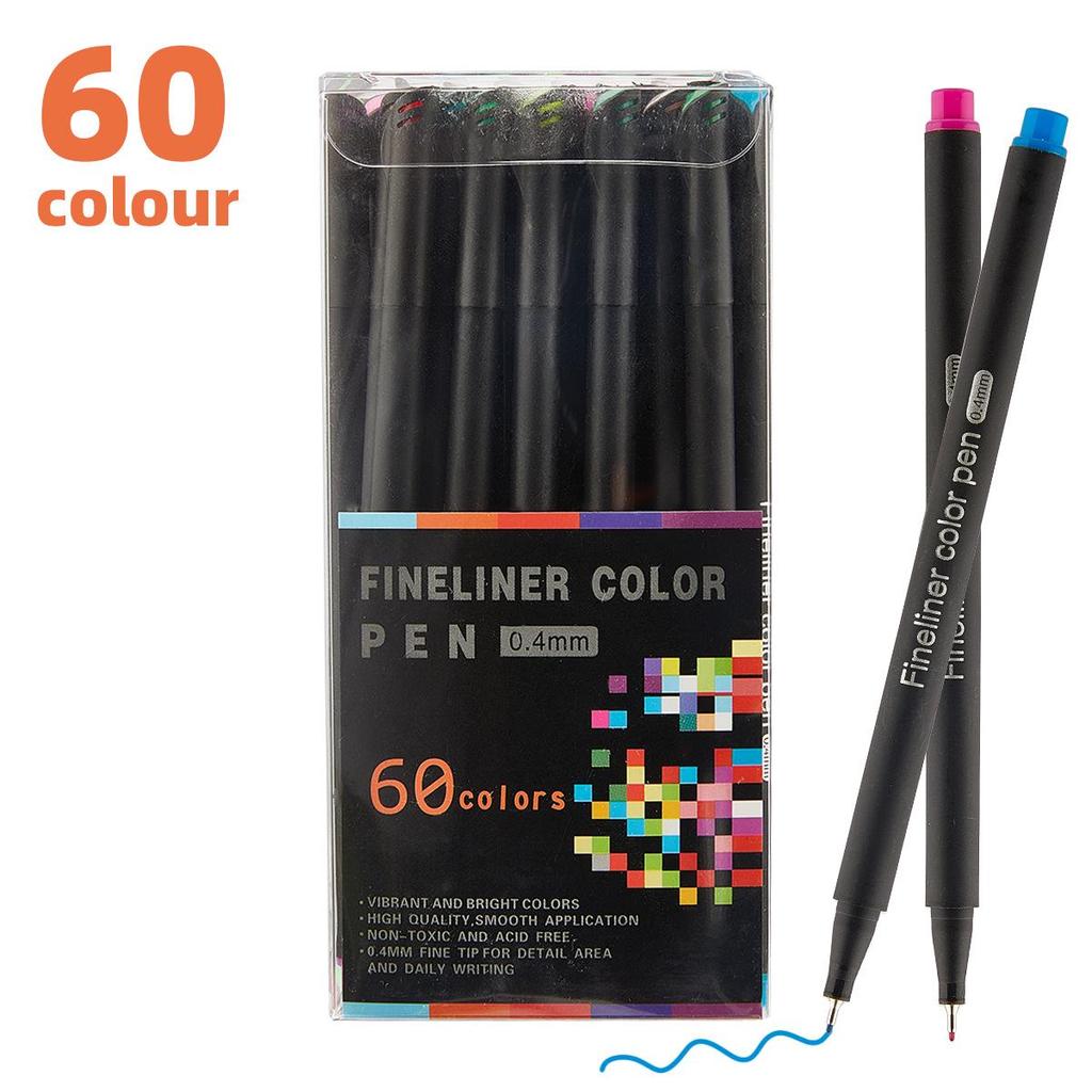60-Farben Studenten Fineliner Stift Set: Schnelltrocknende, wasserbasierte Stifte zum Skizzieren und Konturieren