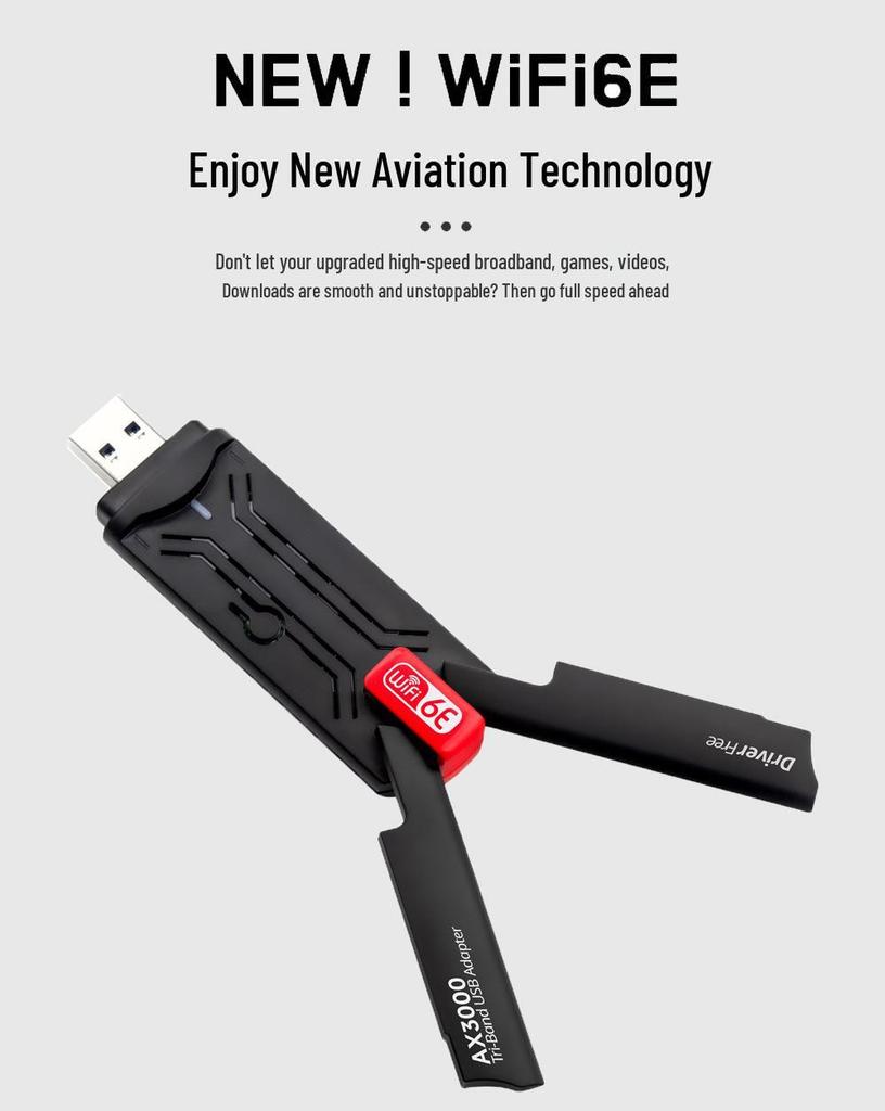AX3000M WiFi 6E USB 3.0 Gaming Network Card