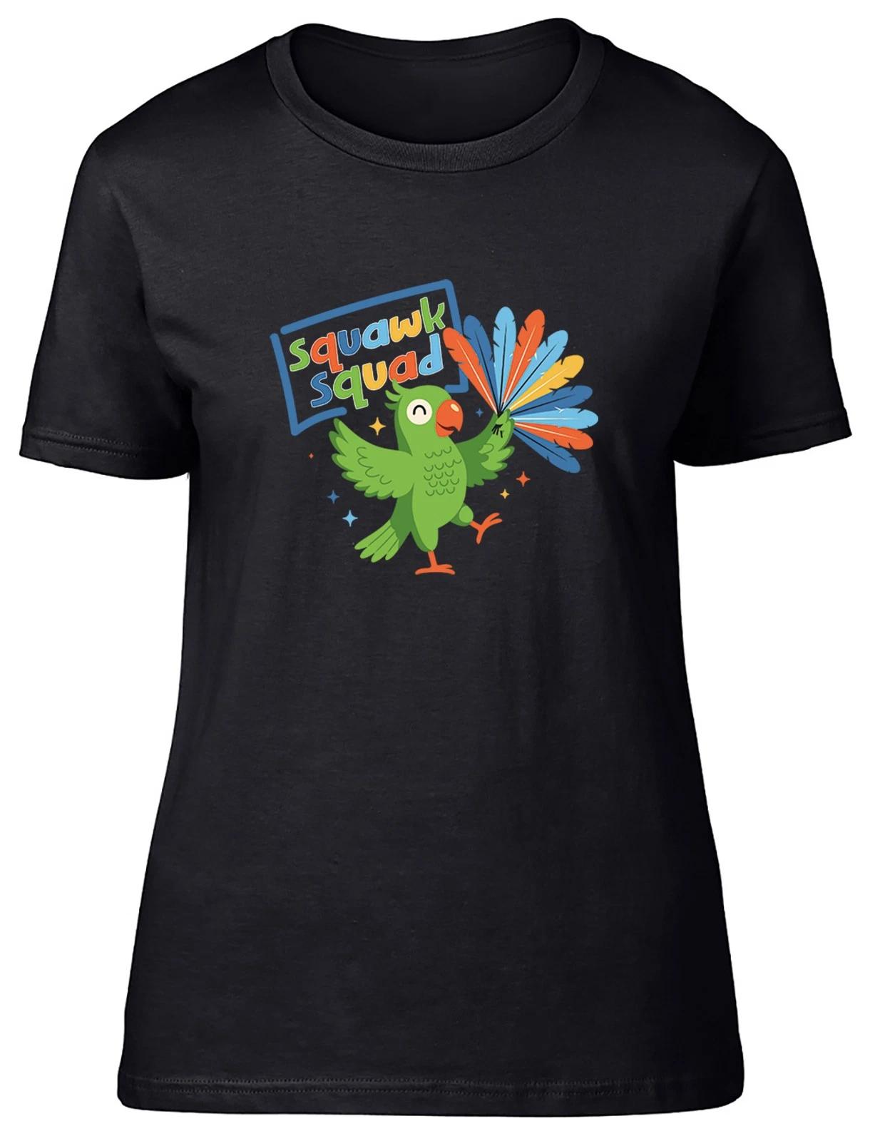 Squawk Squad Parrot Lover Womens T-Shirt Ladies Gift Tee XL