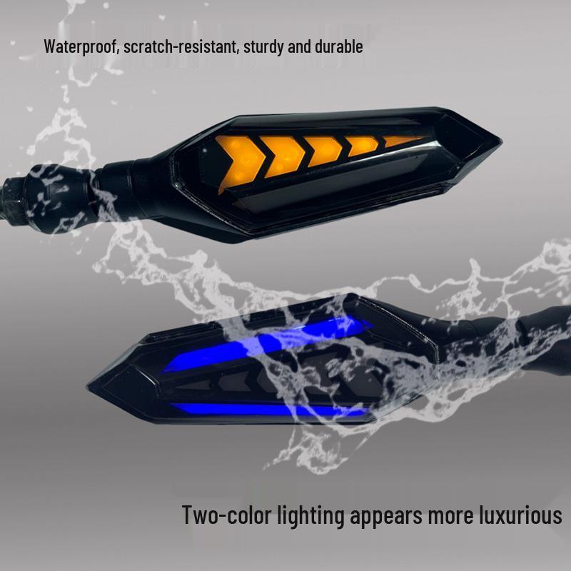 LED Flowing Water Turn Signal Lights for Off-Road Motorcycles - 12V Arrow Design.