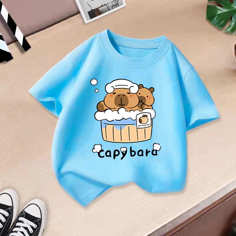 Children's Casual Short-sleeved T-shirt, Summer Boys' And Girls' Cute Capri Blouse