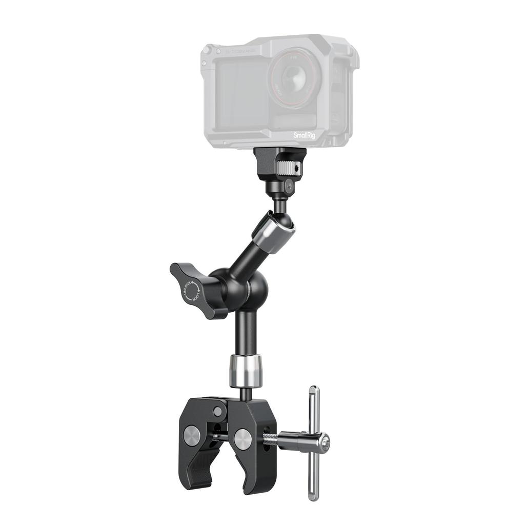SmallRig Magic Arm mit Krabbenklemme und Teleskopstift für Action-Video und Mikrofone 7" Klemme, 1/4"-20 Kameras, Monitore, Lichter, (Produktcode