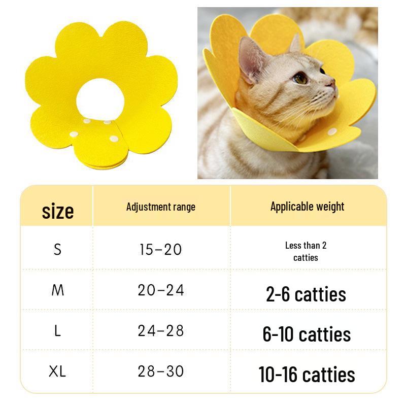 Sunflower Pet Elizabethan Collar - Anti-Lick Headgear for Cats and Dogs