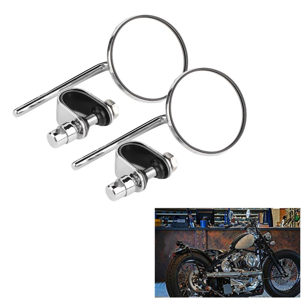 Vintage Round Shape Reflective Modified Rear View Mirror for Motorcycle Motorbike (Silver)