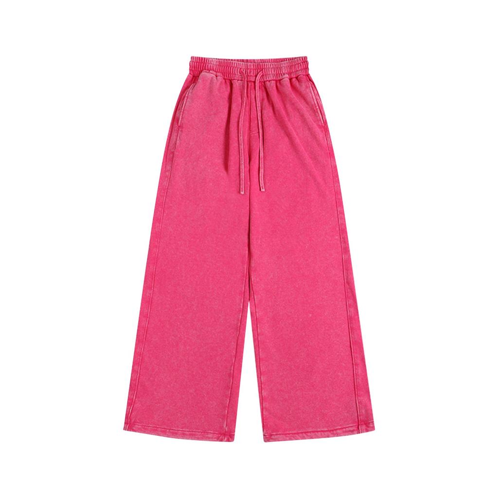 Unisex Solid Color Casual Loose Washed Distressed Sweatpants