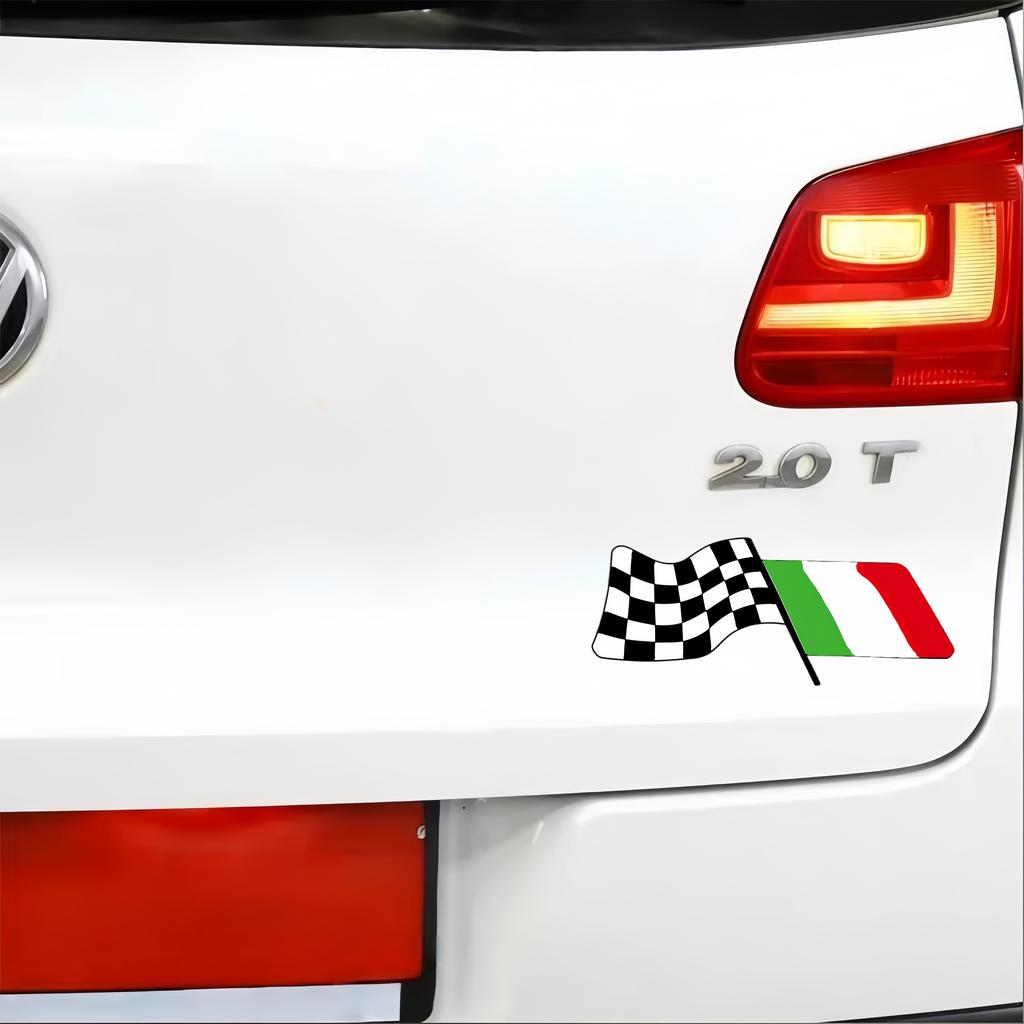 2 Pieces of Italian National Racing Flag Logo Car Stickers, Designed with Flags As the Design Concept, Suitable for All Car Decoration Accessories